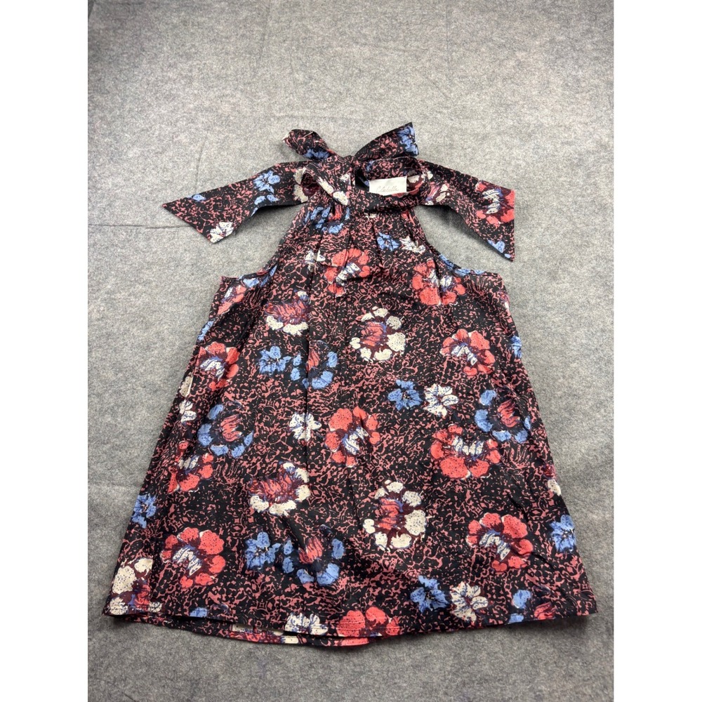 Cleobella Floral Halter Top Organic Cotton Bow Back Sleeveless Blouse Womens XS